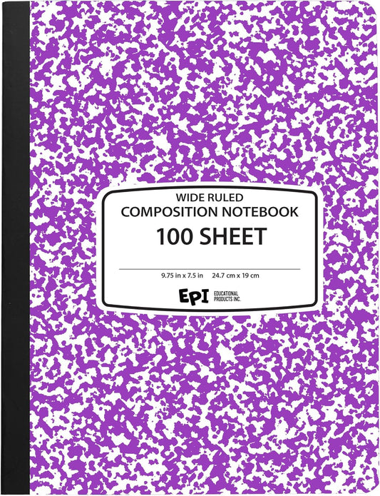 EPI 12-Pack Purple Marble Notebooks - 100 Sheets