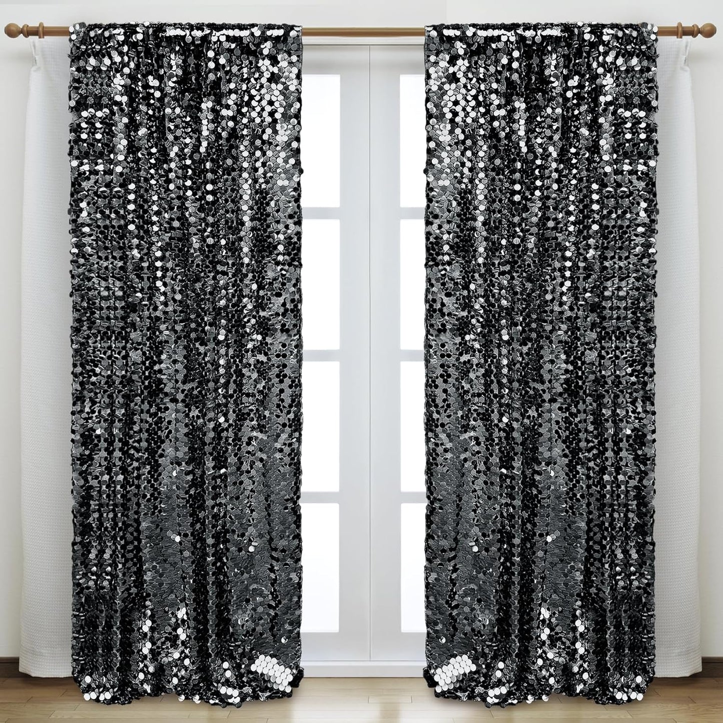 Black Large Sequin Backdrop for Stunning Party Decorations