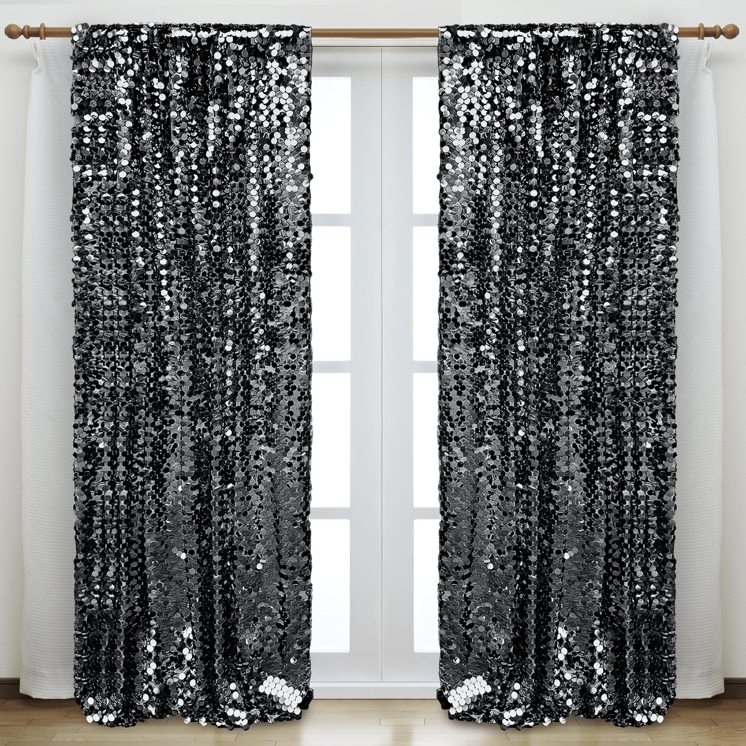 Black Large Sequin Backdrop for Stunning Party Decorations