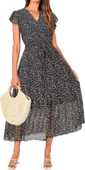 Women Bohemian White Midi Wrap Dress - Lightweight Summer Fit