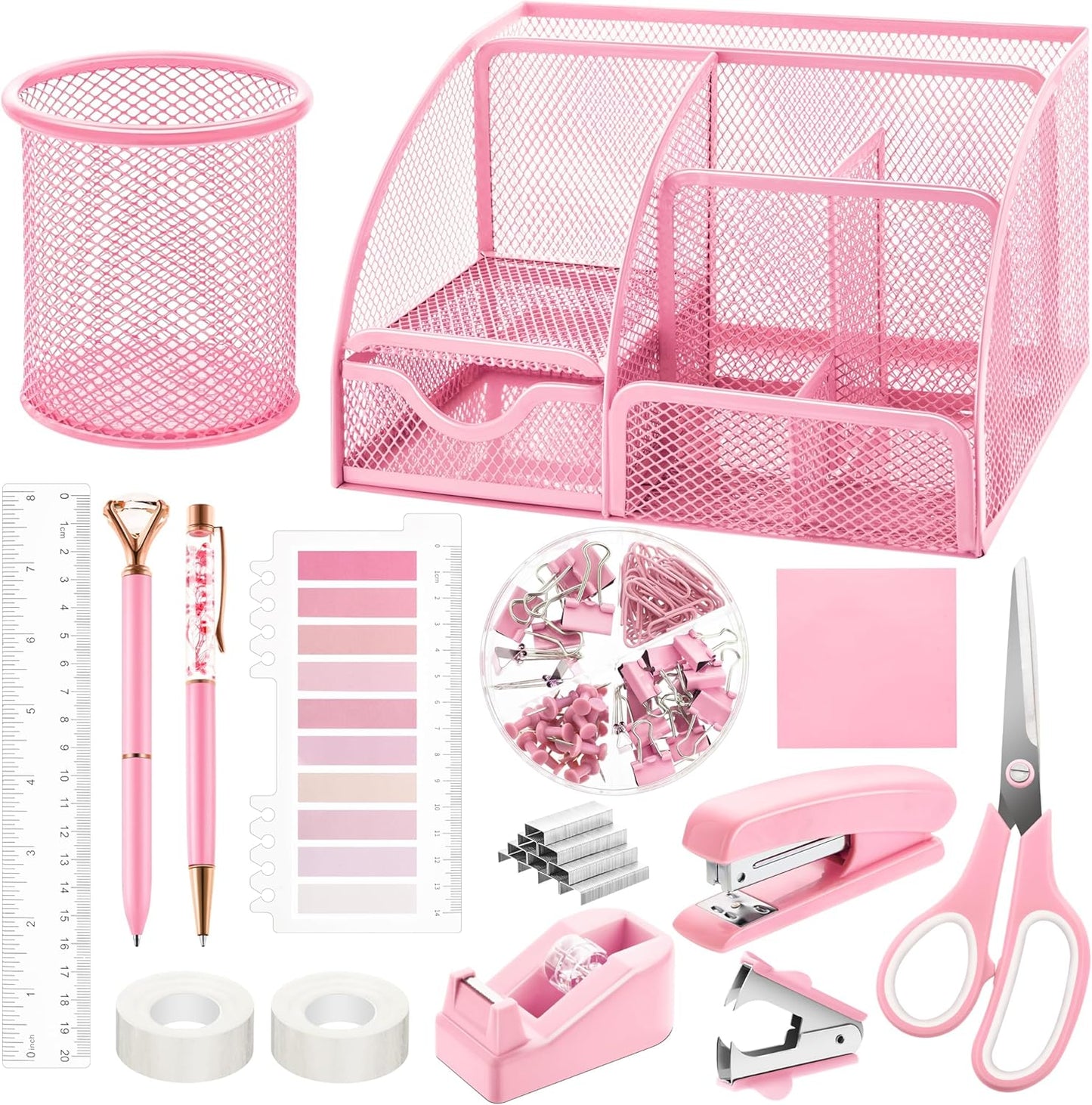 Pink Office Supplies Set for Stylish Organization by Fayoo