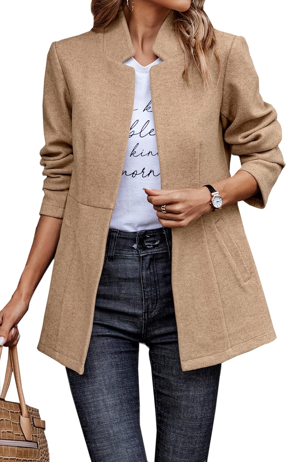 CCTOO Women's Casual Open Front Blazer for Stylish Workwear
