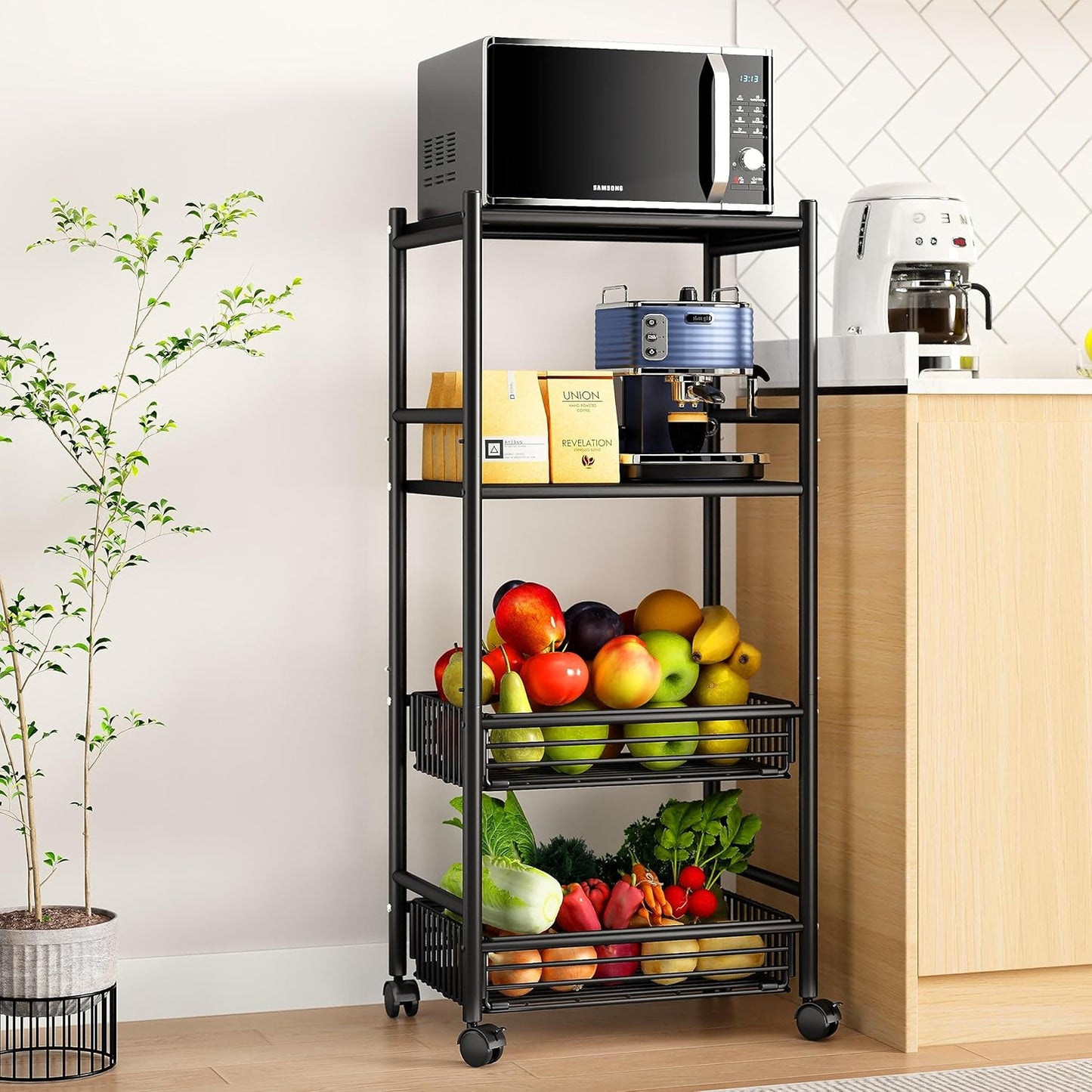 Mobile Coffee Bar & Storage Rack - SAYZH - Organize with Style!