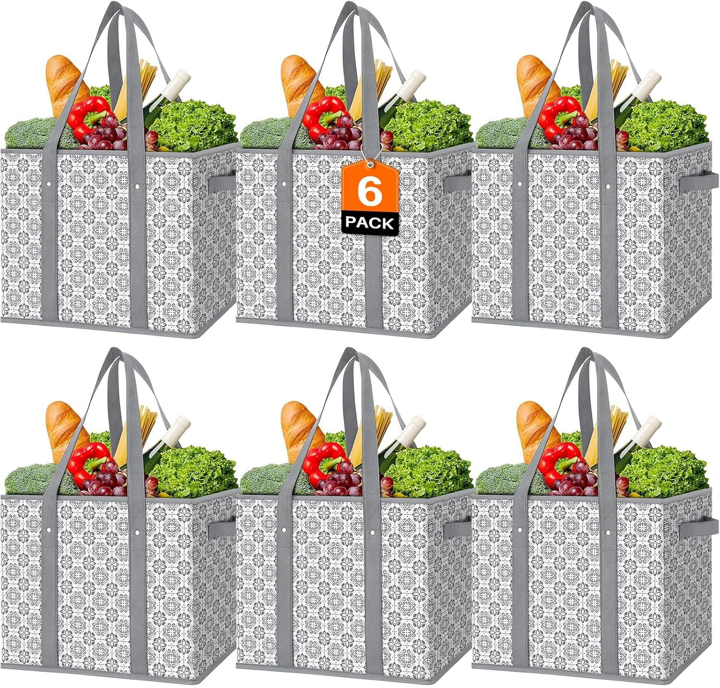 WISELIFE Reusable Grocery Bags - Large Tote for Shopping