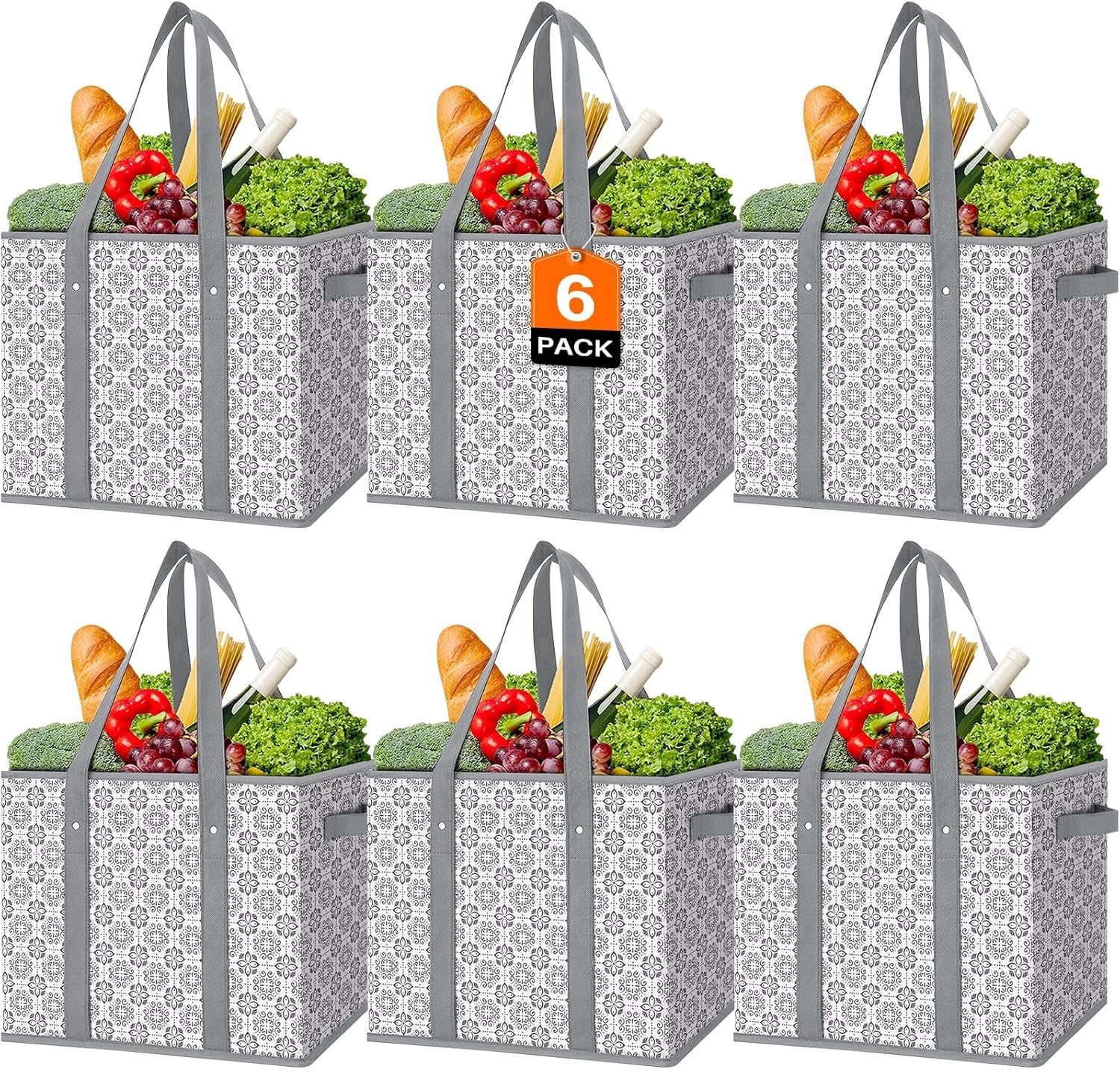 WISELIFE Reusable Grocery Bags - Large Tote for Shopping