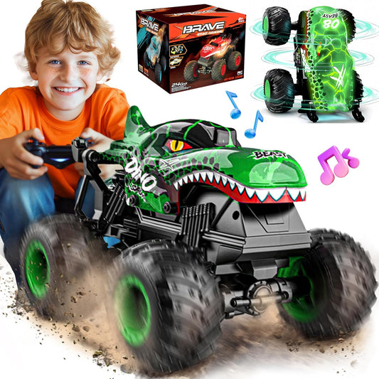 BEZGAR Remote Control Monster Truck with Light & Music for Kids