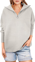 ANRABESS Women Quarter Zip Oversized Rib Knit Pullover - Cozy Fall our