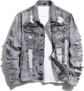 Denim Jacket Men Slim Stretch Ripped Trucker Jacket - Casual Layer