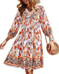 Women Casual Spring Summer V Neck Ruffle Floral Babydoll (Style 71KN)