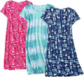 3 Pack Nightgowns for Women Soft Cotton Short Sleeve Night Shirts CUTE