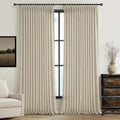 Extra Wide Linen Sheer Curtains 96 in Long - Luxury Warm Beige