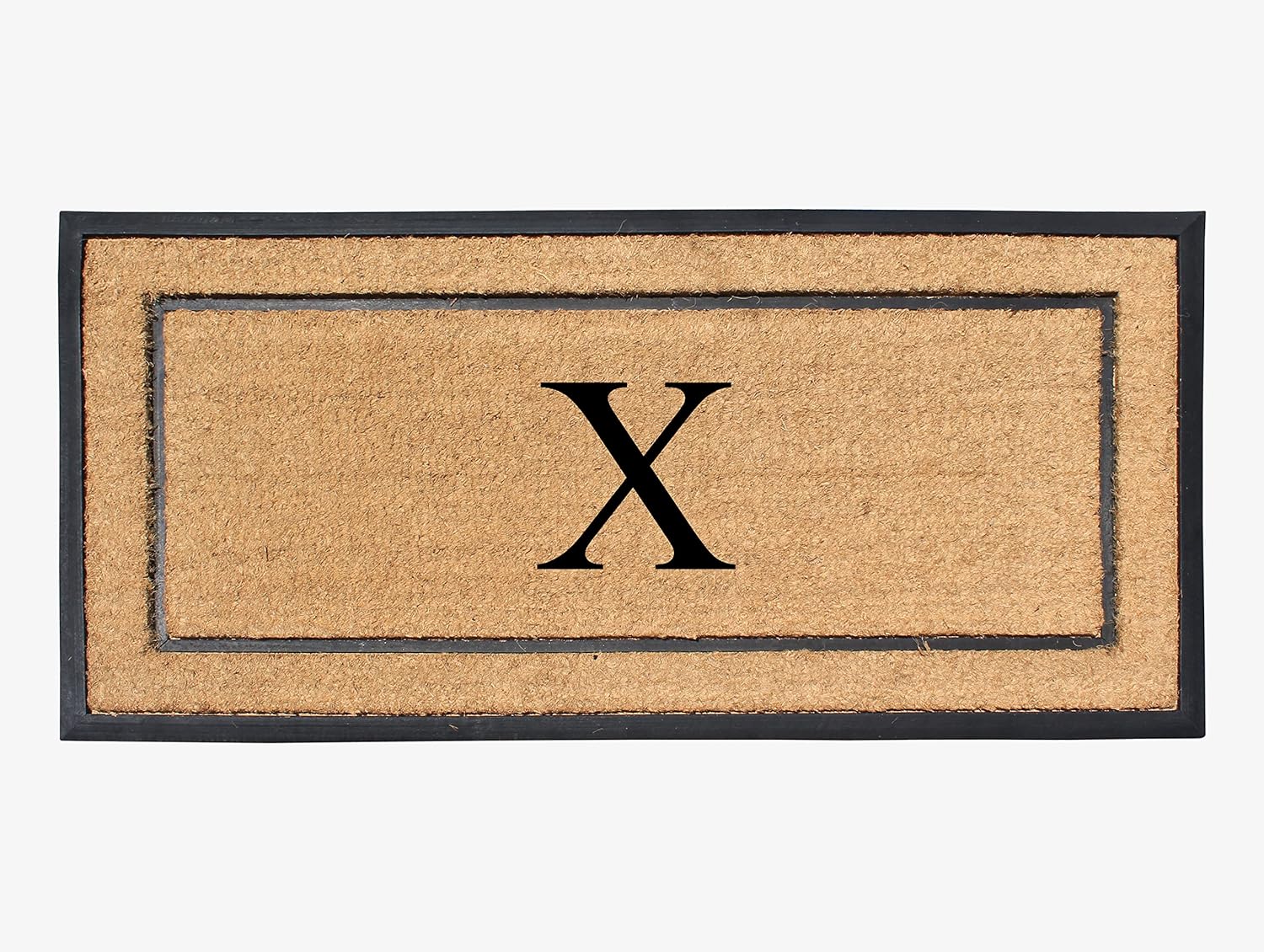 Natural Coir & Rubber Large Monogrammed Doormat for Entryways