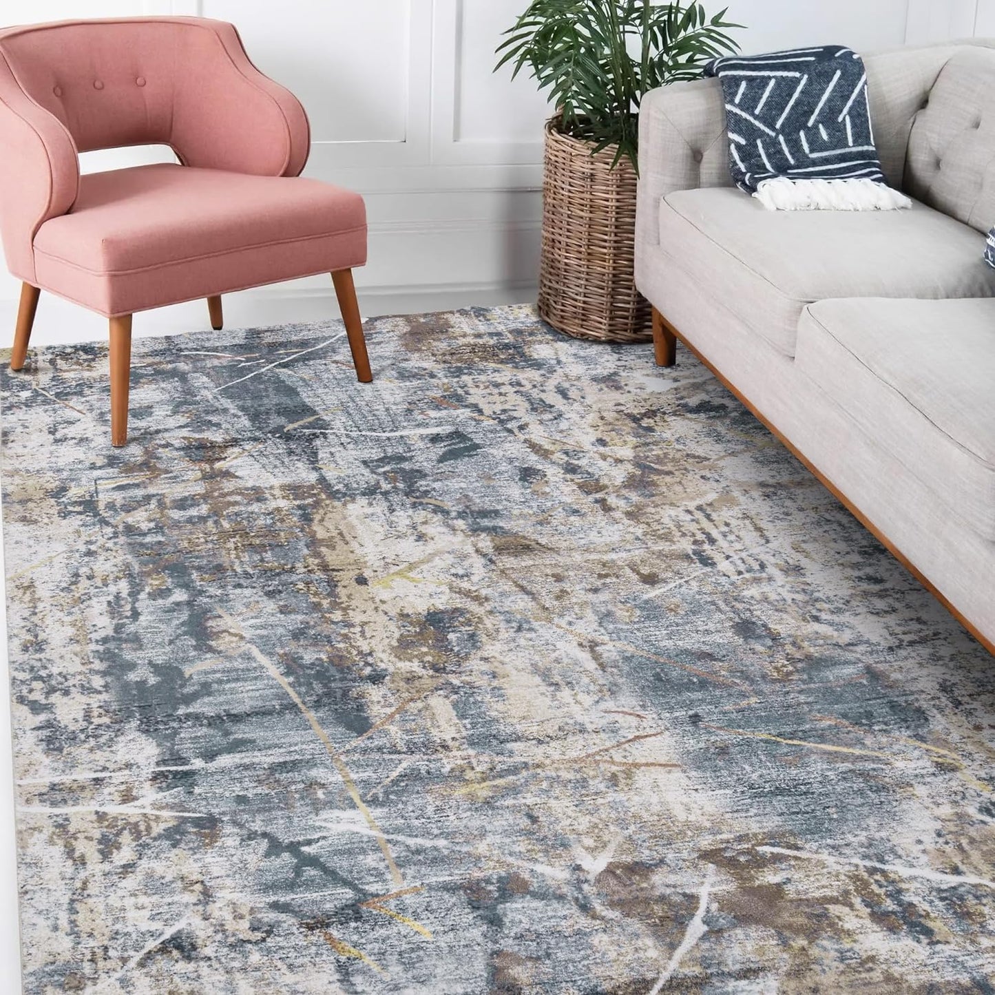 Modern Abstract 3x5 Rug Set - Non-Slip & Washable!