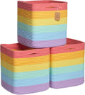 Storage Cubes 11 in Cotton Rope Woven Baskets 3-Pack - Square Fabric