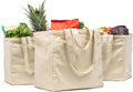 Canvas Grocery Bag 3pc XL Set with Pockets and Dual Handles - Heavy
