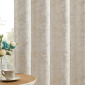 Beauoop Beige Floral Jacquard Blackout Curtains 63 in - Elegant Room