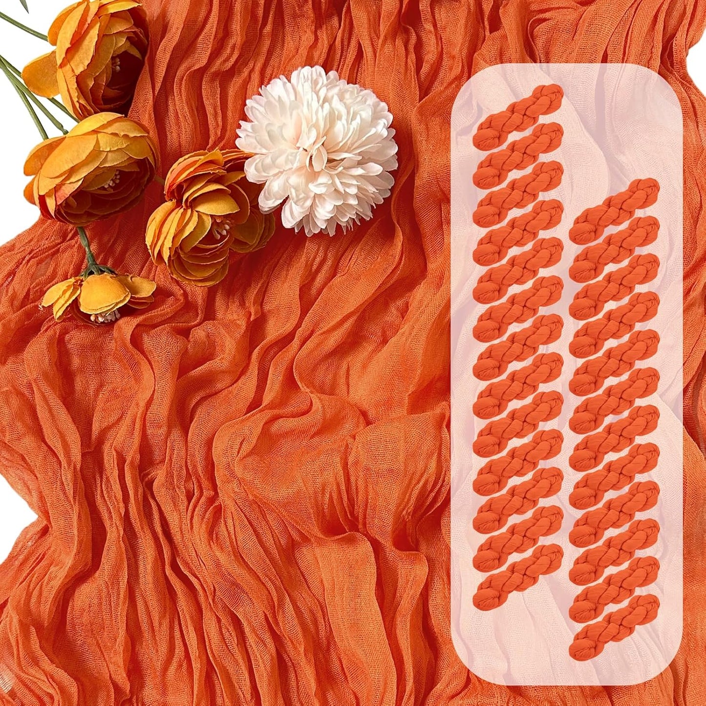 25 Pack Orange Cheesecloth Table Runner for Elegant Events
