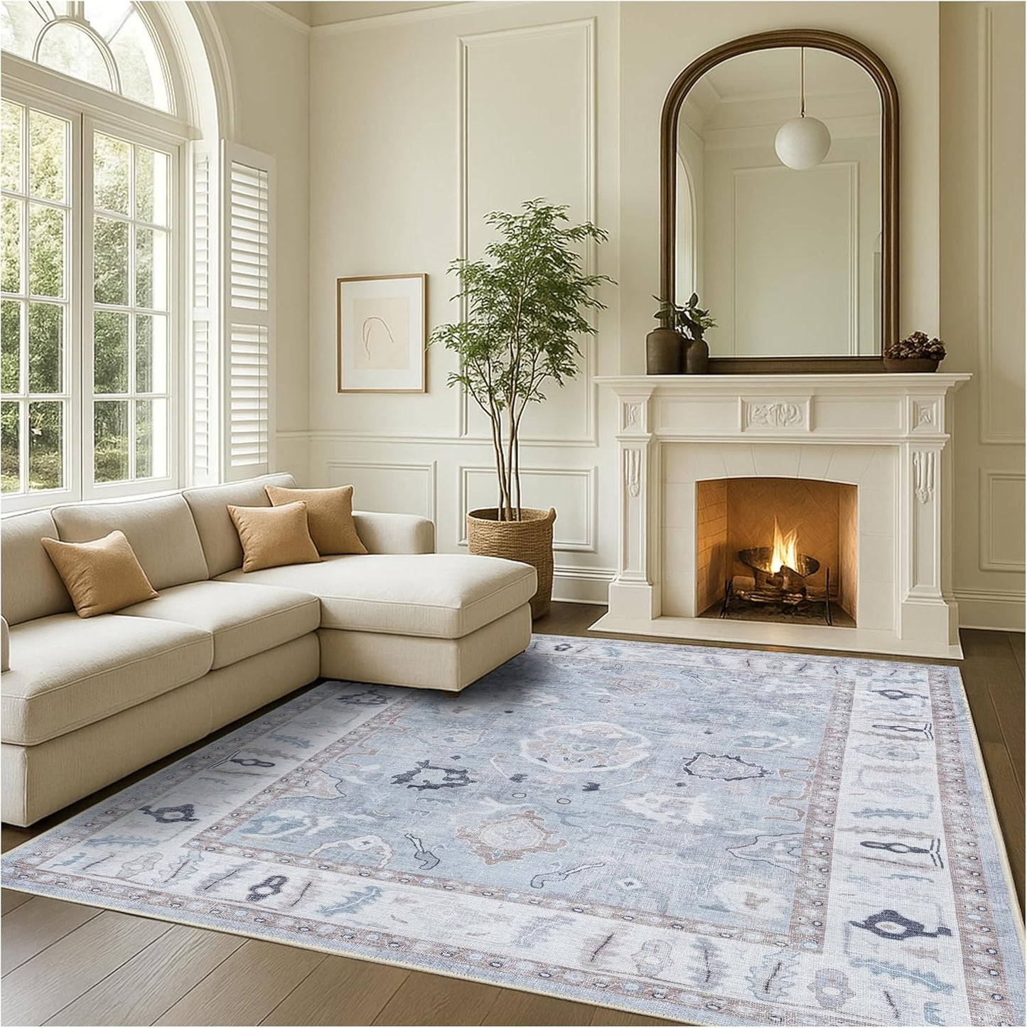 Modern Oushak Rug - Vintage Turkish Gray Area Rug for Elegance