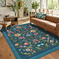 Washable Rug 5x7 Area Rug Floral Boho - Machine Washable, Non Slip
