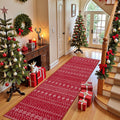 Deerly Christmas Runner Rug 3x8 Red Festival Snowflake - Washable Non
