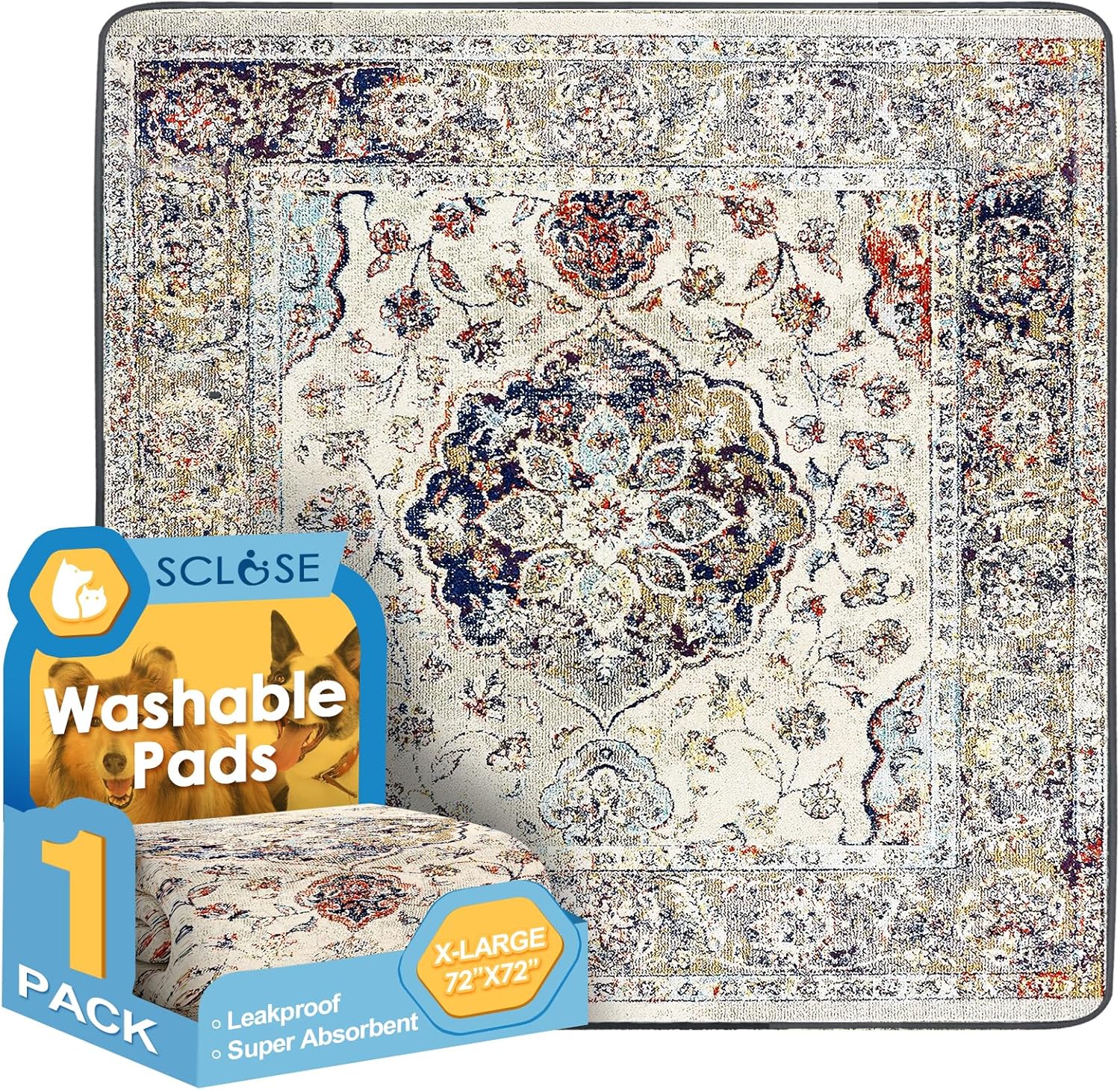 Washable Pee Pad for Dogs Extra Large, 72in x 72in Comfort