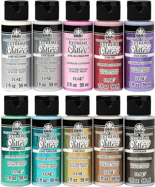 FolkArt Extreme Glitter Acrylic Craft Paint Set for Artists