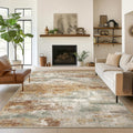 Area Rugs 8x10 Orange Green Abstract Rug - Machine Washable Low Pile