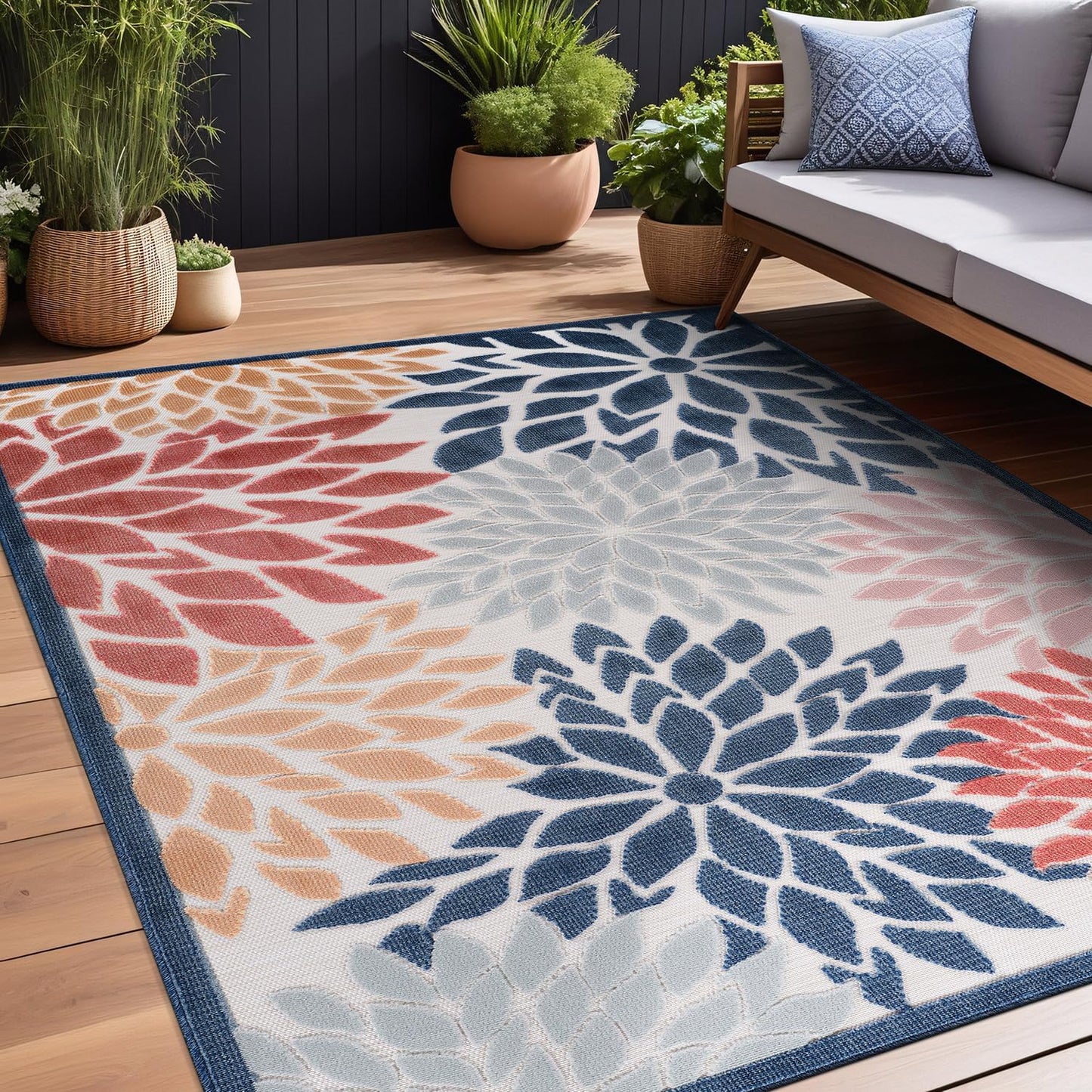 Beverly Rug Outdoor Rug 8x10 Modern Floral Tropical Area Rug