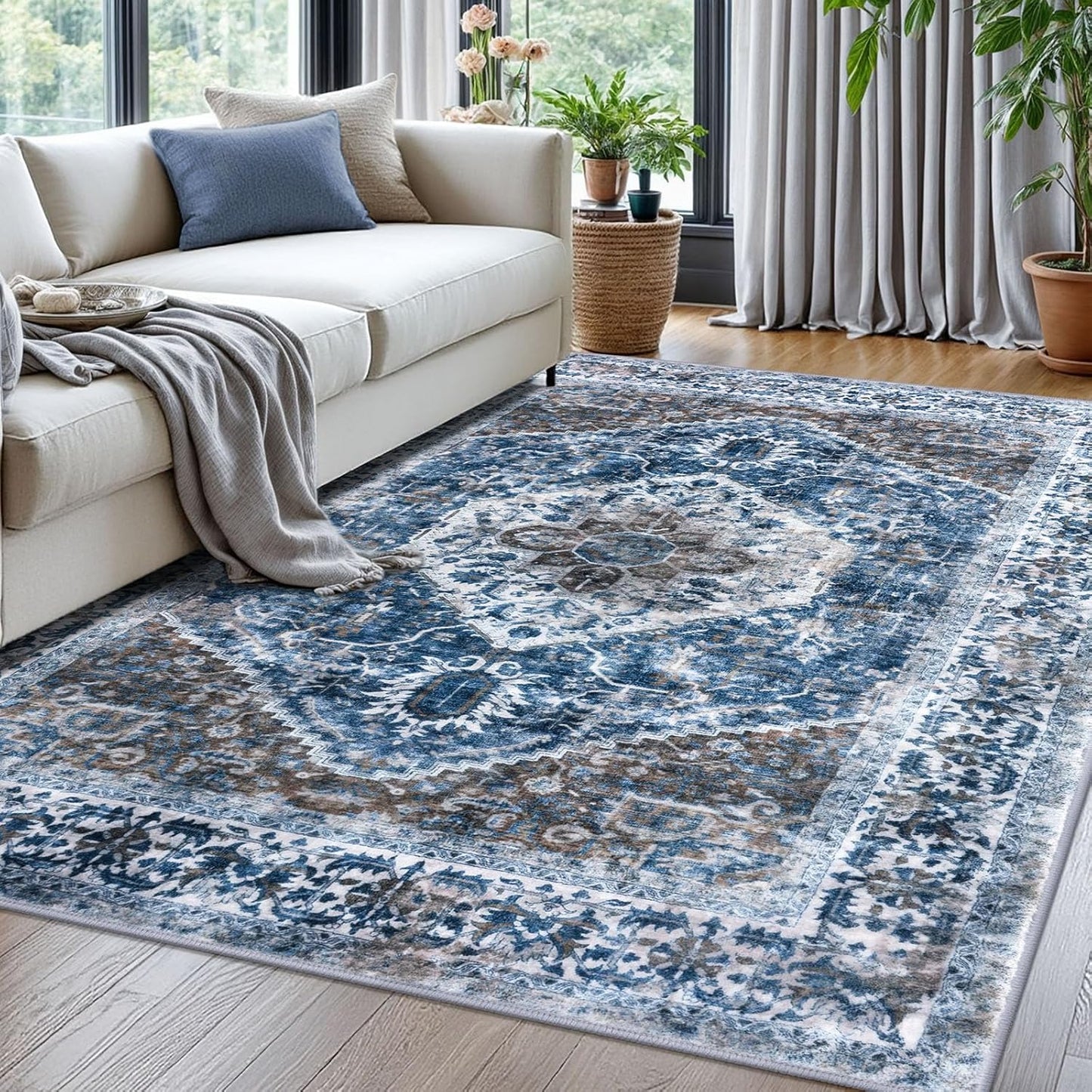 KOZYFLY Boho Area Rug 5x7 Ft for Living Room and Bedroom