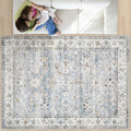 Area Rug 8x10 Light Blue Vintage Distressed Rug for Living Room
