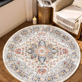 VK VKLIVING Round Washable Rug 5ftFt Vintage Non Slip Area Rug