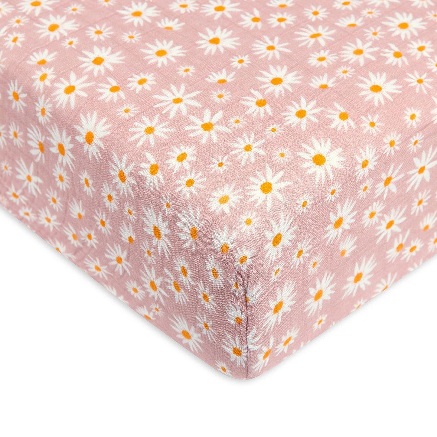 Babyletto Organic Cotton Crib Sheet - Ultra-Soft Muslin Daisy