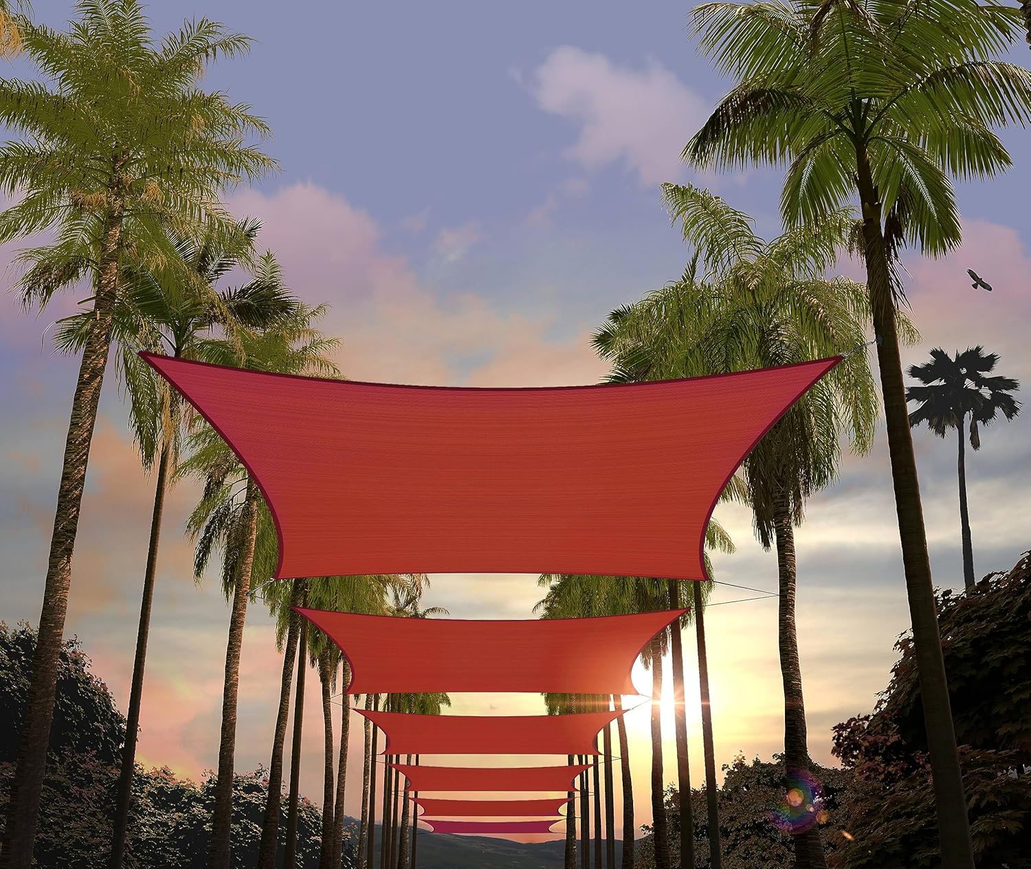 Custom Size 15ft x 23ft Red Rectangle Sun Shade Sail for Outdoors