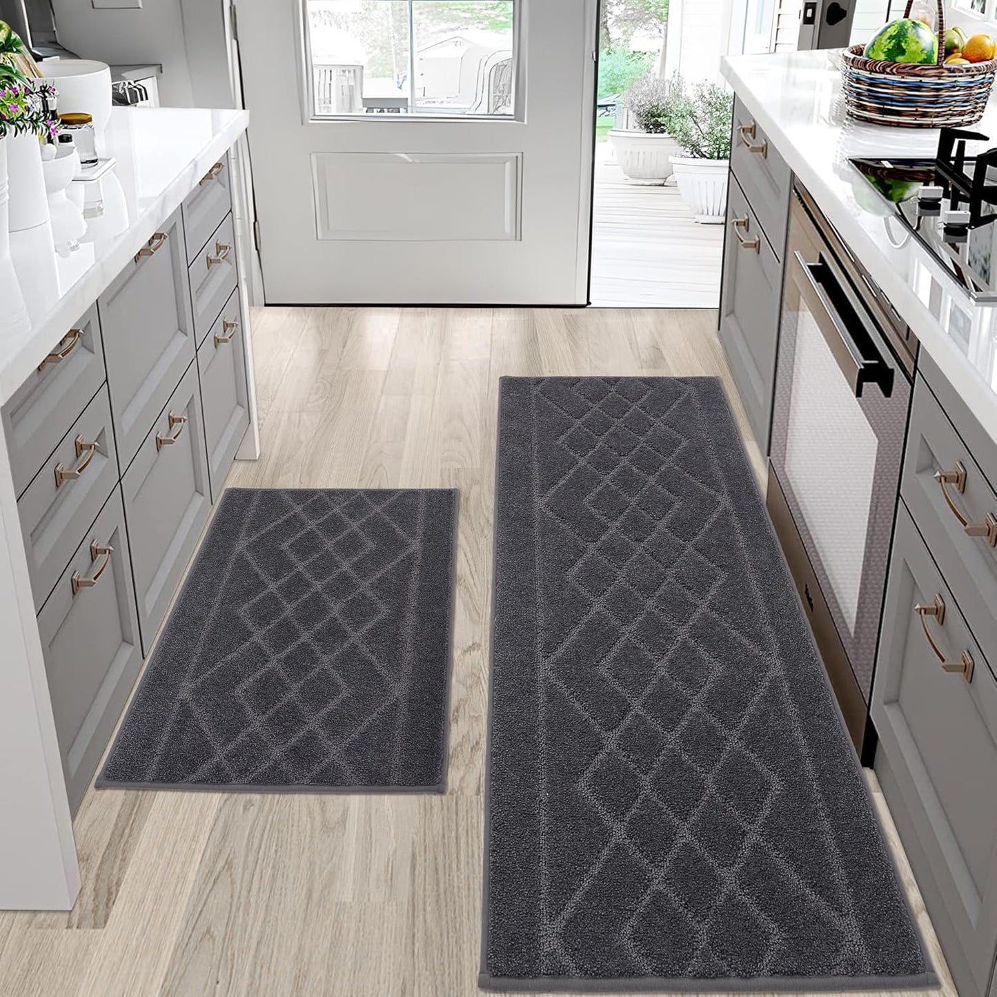 Non Slip Washable Kitchen Mats Set of 2 for Home Use