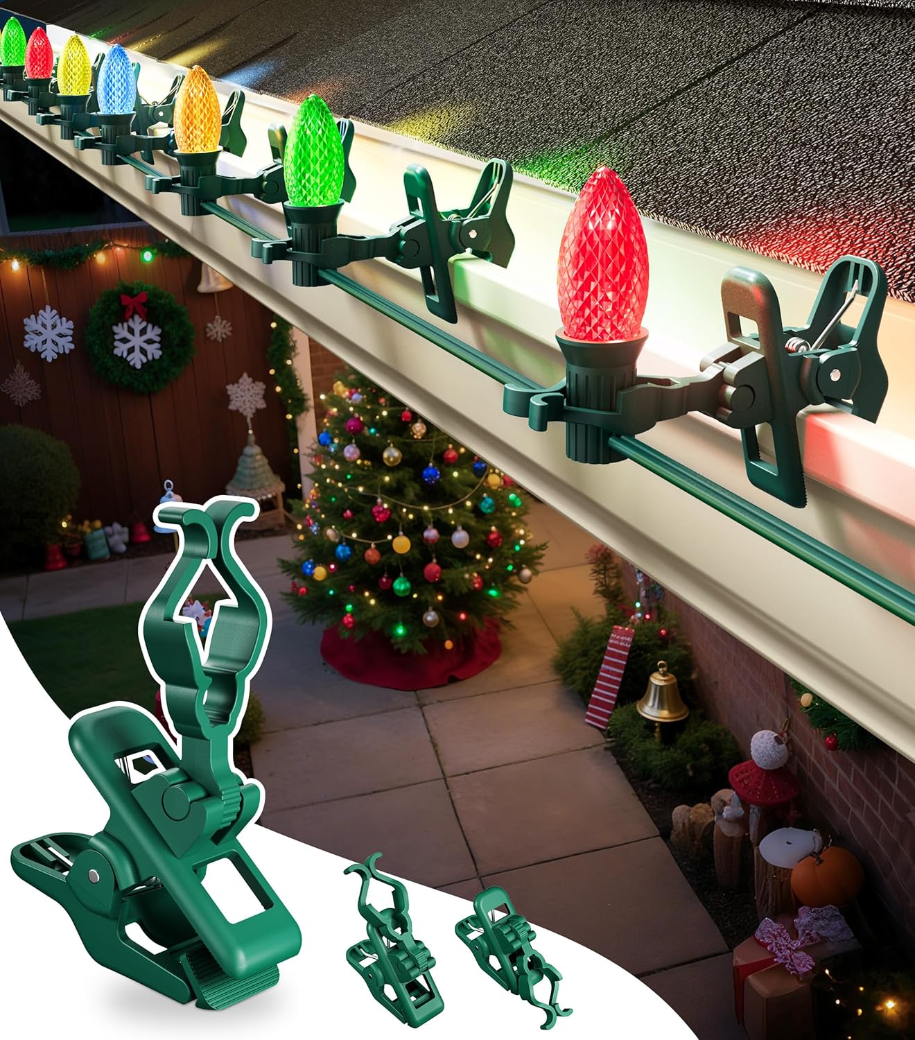 C7 C9 Christmas Lights Spring Clips for Easy Holiday Setup