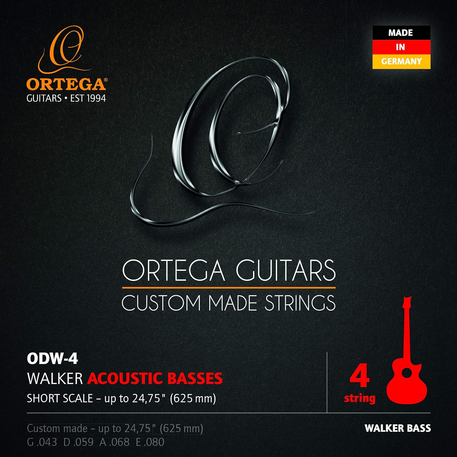 Ortega Guitars Short Scale Acoustic Bass Strings for Musicians