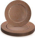 Mifoci 13in Dark Brown Boho Faux Wood Charger Plates - Rustic