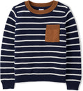 Boys' Long Sleeve Cotton Crew Neck Pullover Sweater - Soft Stripe