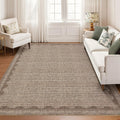 Scalloped Washable 8x10 Rug for Living Room - Low-Pile Non-Slip