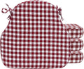 Burgundy Gingham Winsor Chair Cushions with Ties - Slim Comfortable