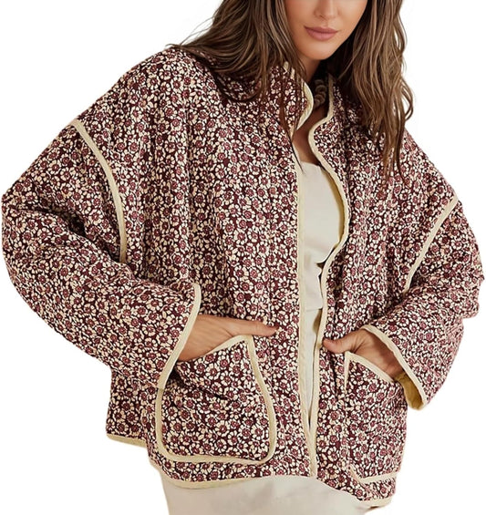 Omoone Women's Cropped Quilted Jacket for Stylish Comfort