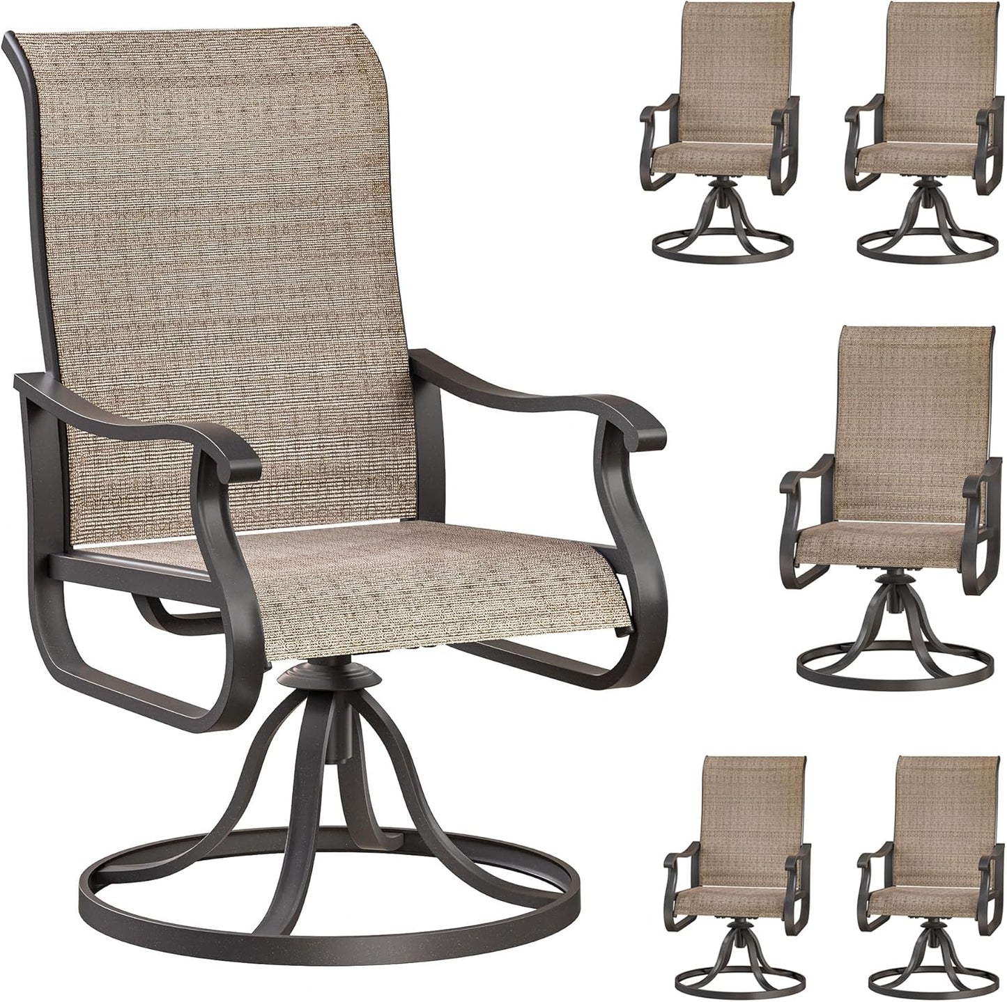 Patio Swivel Chairs Set of 6 for Outdoor Dining Comfort