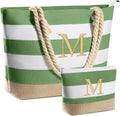 Beach Bags for Women Canvas Tote with Personalized Initial - Large