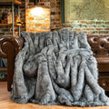 BATTILO HOME Silver Grey Faux Fur Throw Blanket for Cozy Comfort