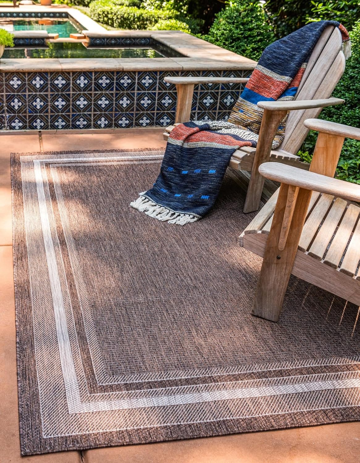 Unique Loom Outdoor Border Collection Area Rug - Soft Border