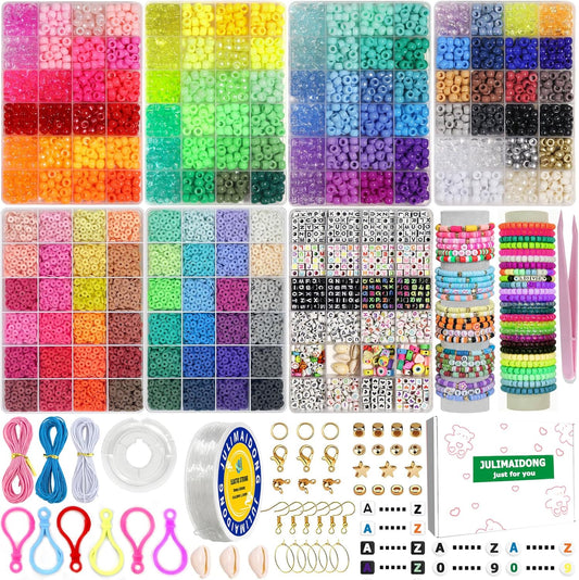 Pony Beads Jewelry Making Kit with 11500 Pcs for Crafts