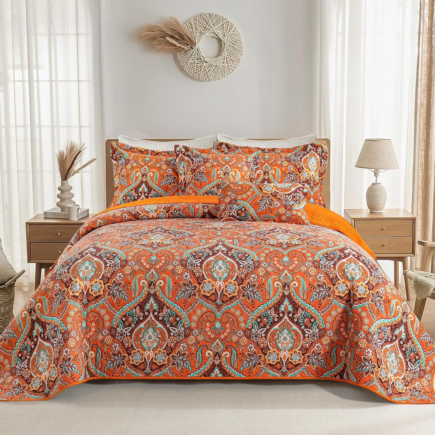 VAPUTAR California King Quilt Set - Boho Lightweight Bedding