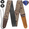 Anwenk Guitar Strap Bronze Retro Stamped Leather Ends - Comfortable