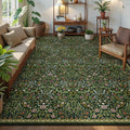 Moynesa Floral 9x12 Area Rug - Washable Green Boho Vintage