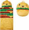Kid's Hamburger Nap Buddy Plush Sleeping Bag with Pillow - Compact Nap